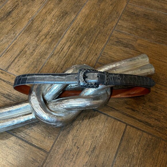 Ralph Lauren Gray Genuine American Alligator Belt Size 32 - Picture 9 of 9